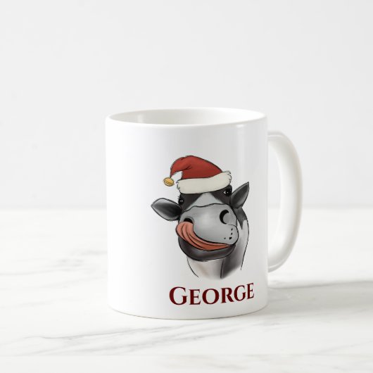 可愛いおもしろいアニマルサンタ帽クリスマス コーヒーマグカップ (正面右)