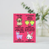 可愛いおもしろいアニメのアニマルバレンタヌキ ポストカード (スタンド正面)