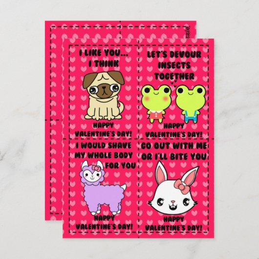 可愛いおもしろいアニメのアニマルバレンタヌキ ポストカード (正面/裏面)
