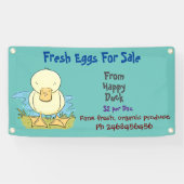 可愛いおもしろいアヒルの漫画の卵の販売看板 横断幕 (横)