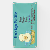 可愛いおもしろいアヒルの漫画の卵の販売看板 横断幕 (縦)