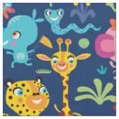 可愛いおもしろいアフリカンサファリ子供部屋 ファブリック (クローズアップ)