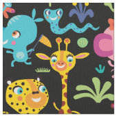 可愛いおもしろいアフリカンサファリ子供部屋 ファブリック (クローズアップ)