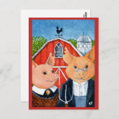 可愛いおもしろいアメリカのゴシック様式の豚農場はがき ポストカード (正面/裏面)