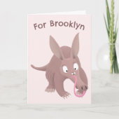 可愛いおもしろいアードバパーソナライズされたーク誕生日アニメ カード (正面)