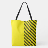 可愛いおもしろいイエローとブラックとストライプ トートバッグ (裏面)