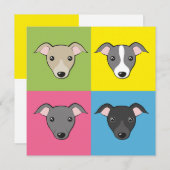 可愛いおもしろいイタリアンマンガグレイハウンカラフルカード (正面/裏面)