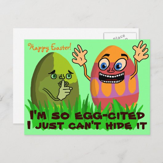 可愛いおもしろいイースターエッグ漫画 シーズンポストカード (正面/裏面)