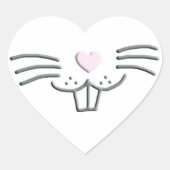 可愛いおもしろいイースターバニーのウサギの顔おもしろい子供 ハートシール (正面)