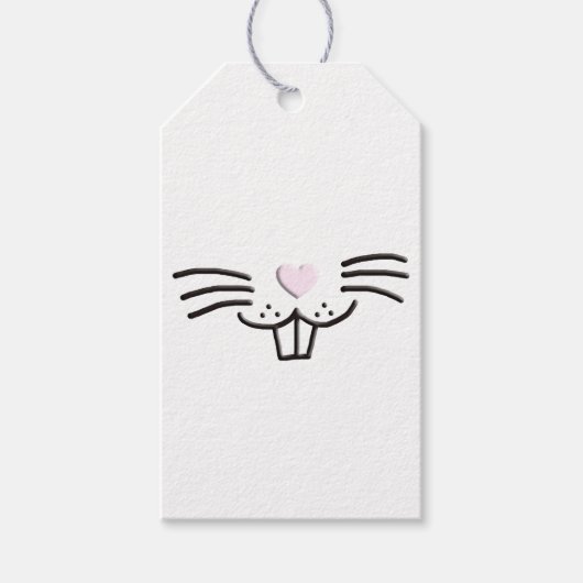 可愛いおもしろいイースターバニーのウサギ顔漫画 ギフトタグ (正面)