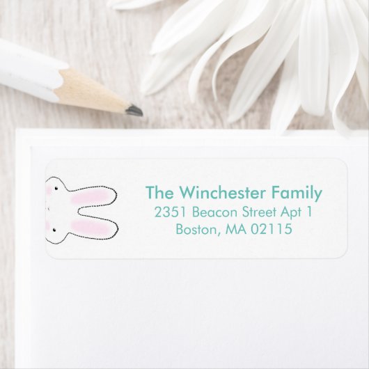 可愛いおもしろいイースターバニー白いティール（緑がかった色）アドレス ラベル (インサイチュ)