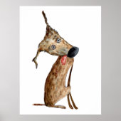 可愛いおもしろいウオーターカラードッグ去勢装飾品 ポスター (正面)