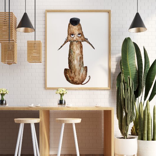 可愛いおもしろいウオーターカラードッグ去勢装飾品 ポスター