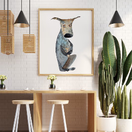 可愛いおもしろいウオーターカラードッグ去勢装飾品 ポスター