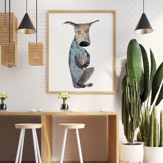 可愛いおもしろいウオーターカラードッグ去勢装飾品 ポスター