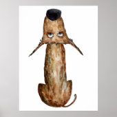 可愛いおもしろいウオーターカラードッグ去勢装飾品 ポスター (正面)