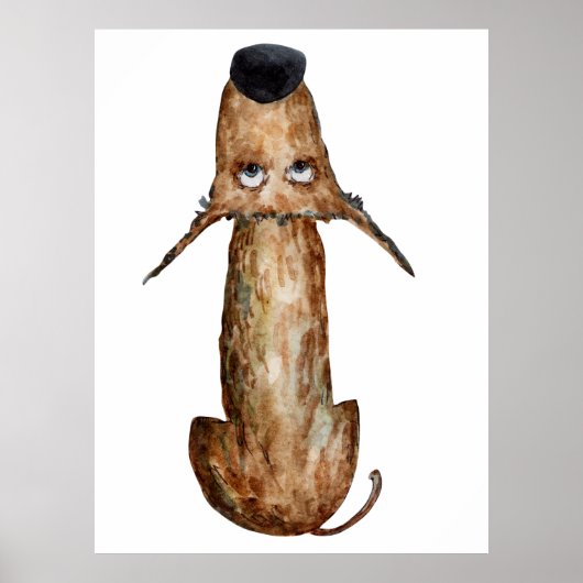 可愛いおもしろいウオーターカラードッグ去勢装飾品 ポスター (正面)