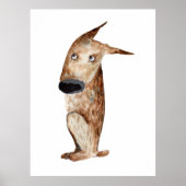 可愛いおもしろいウオーターカラードッグ去勢装飾品 ポスター (正面)