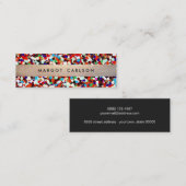 可愛いおもしろいカラフルクール紙吹雪金ゴールドストライプの スキニー名刺 (正面/裏面)