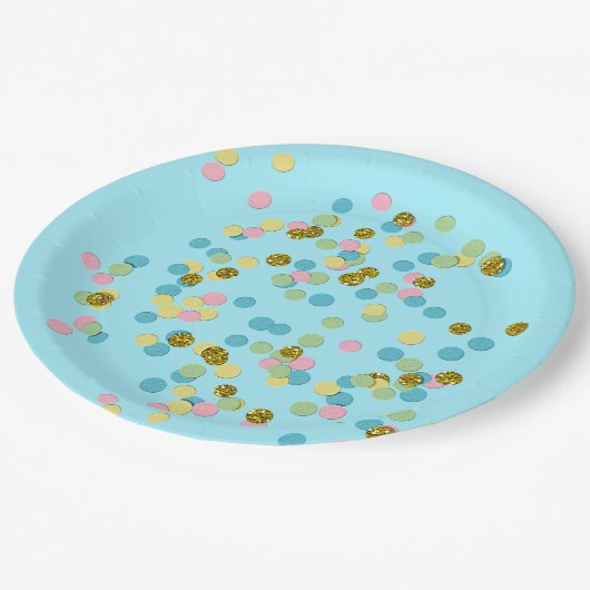 可愛いおもしろいカラフルモダン紙吹雪点 ペーパープレート (アングル)