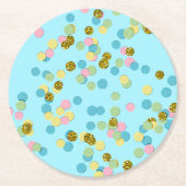 可愛いおもしろいカラフルモダン紙吹雪点 ラウンドペーパーコースター (正面)