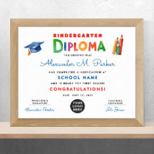 可愛いおもしろいカラフル幼稚園ロゴ卒業証書