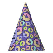 可愛いおもしろいカラフル振りかけるドーナツ模様（紫） パーティーハット (右)