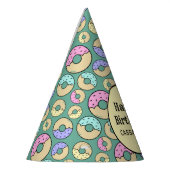 可愛いおもしろいカラフル振りかけるドーナツ模様（緑） パーティーハット (左)