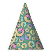 可愛いおもしろいカラフル振りかけるドーナツ模様（緑） パーティーハット (右)