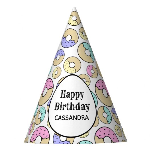 可愛いおもしろいカラフル振り掛けドーナツ型 パーティーハット (正面)