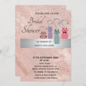 可愛いおもしろいカラフル猫バラ金ゴールド大理石 招待状 (正面/裏面)