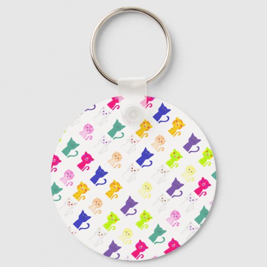 可愛いおもしろいカラフル猫柄ライセンスプレートfra キーホルダー (正面)