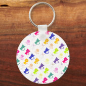 可愛いおもしろいカラフル猫柄ライセンスプレートfra キーホルダー (正面)