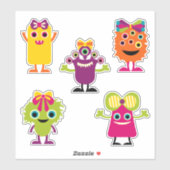 可愛いおもしろいガーリーカラフルハッピーモンスターヘアボウ シール (シート)