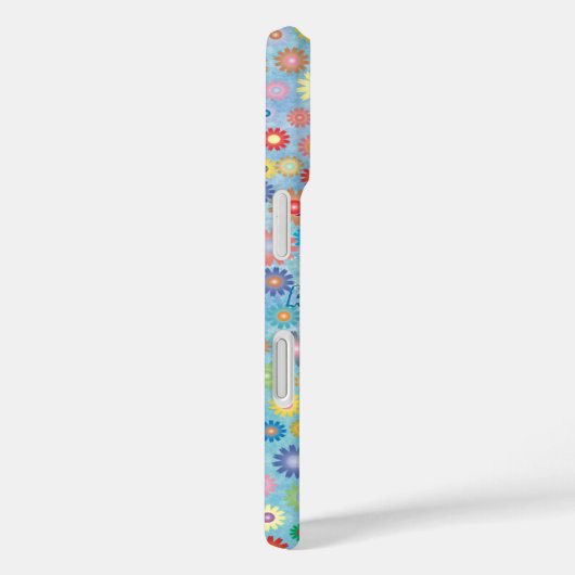 可愛いおもしろいガーリー名花付きコラージュ青 Case-Mate iPhoneケース (裏面 / 右)