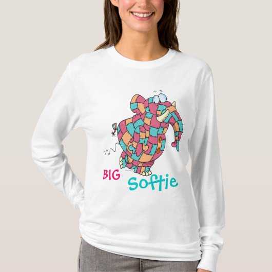 可愛いおもしろいキルチワーク象の大きなソフティ Tシャツ (正面)