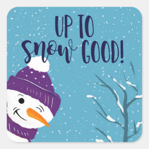 可愛いおもしろいギフト雪だるまアップ雪グッド!! スクエアシール