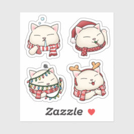 可愛いおもしろいクリスマスキャット シール