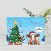 可愛いおもしろいクリスマスサンタ牛マンガ シーズンカード (スタンド正面)