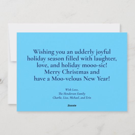 可愛いおもしろいクリスマスサンタ牛マンガ シーズンカード (裏面)