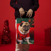 可愛いおもしろいクリスマスドッグ愛人写真ホリデー ミディアムペーパーバッグ