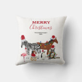 可愛いおもしろいクリスマス動物サンタ帽子の灯り クッション (裏面)