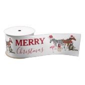 可愛いおもしろいクリスマス動物サンタ帽子の灯り サテンリボン (リール)