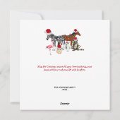 可愛いおもしろいクリスマス動物サンタ帽子の灯り シーズンカード (裏面)