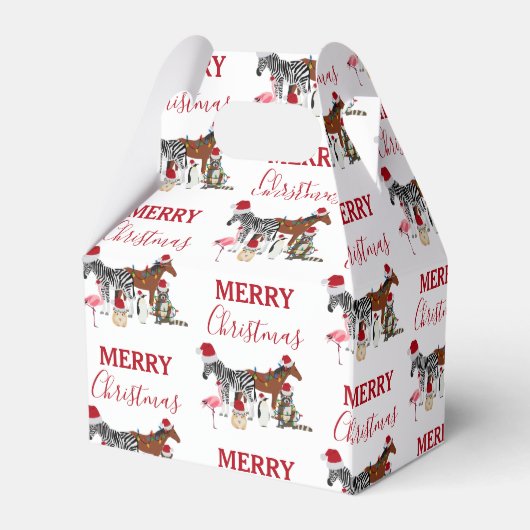 可愛いおもしろいクリスマス動物サンタ帽子の灯り フェイバーボックス (裏面サイド)