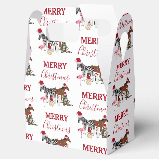 可愛いおもしろいクリスマス動物サンタ帽子の灯り フェイバーボックス (オープン)