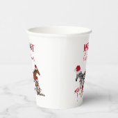 可愛いおもしろいクリスマス動物サンタ帽子の灯り 紙コップ (右)