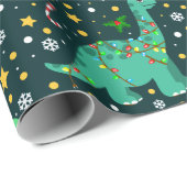 可愛いおもしろいクリスマス恐竜 ラッピングペーパー (ロールコーナー)