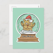 可愛いおもしろいクリスマス猫はがき シーズンポストカード (正面/裏面)