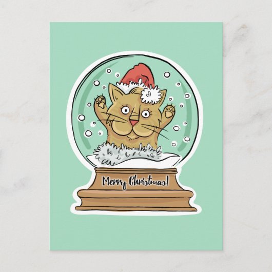 可愛いおもしろいクリスマス猫はがき シーズンポストカード (正面)